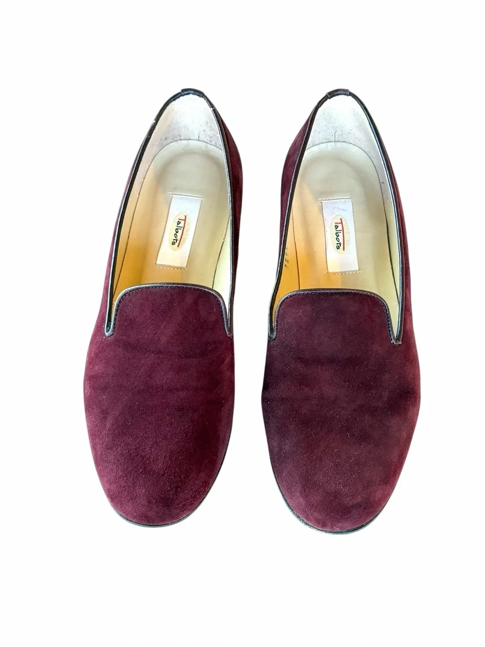 Talbots Burgundy Suede Smoking Loafers Made in Spain Leather Sole